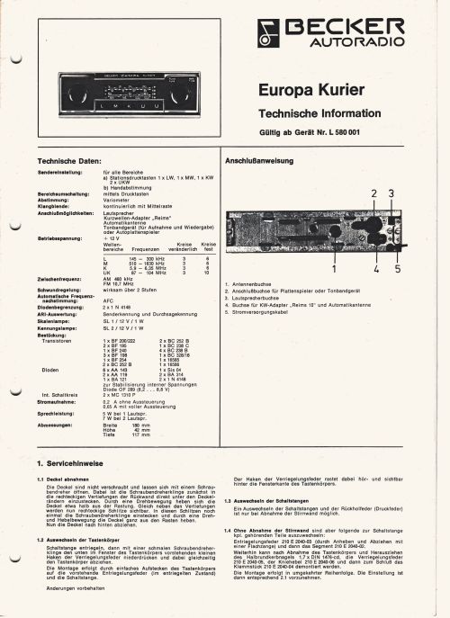 Broschüre Becker Europa Kurier