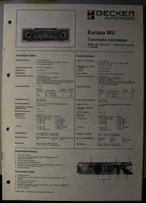 Broschüre Becker Europa MU K 753 485