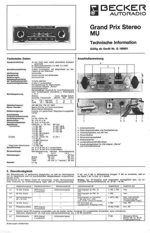 Becker Grand Prix Stereo