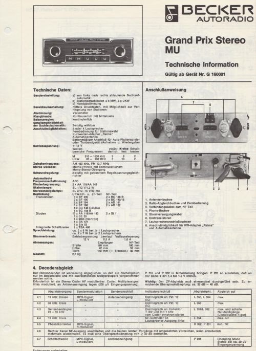 Becker Grand Prix Stereo MU