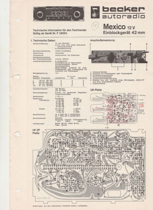 Becker Mexico 12v Einblockgerät 42 mm