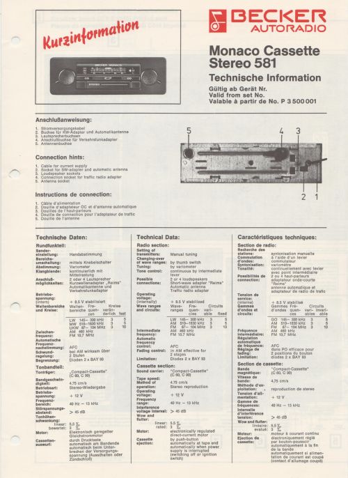Becker Monaco Cassette Stereo 581