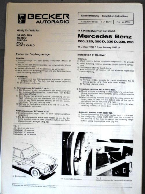 Broschüre Becker Einbauanleitung 114 / 115