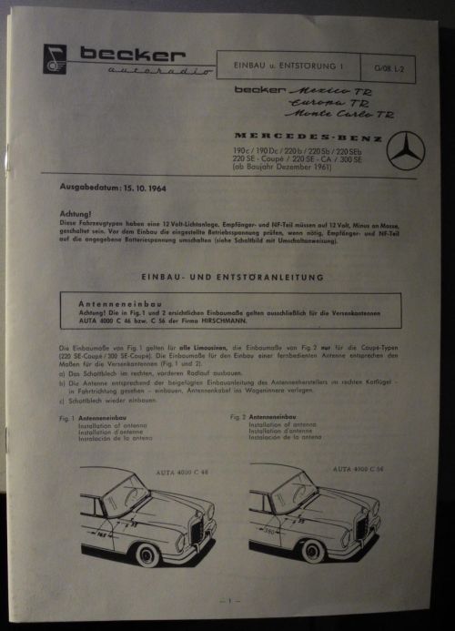 Einbau- Entstöranleitung Becker 1964