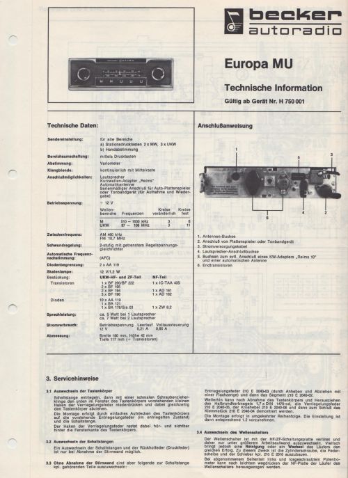 Broschüre Becker Mexico Cassette Vollstereo H 120 001