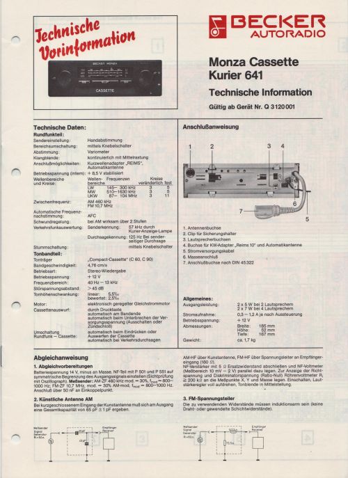 Becker Monza Cassette Kurier 641